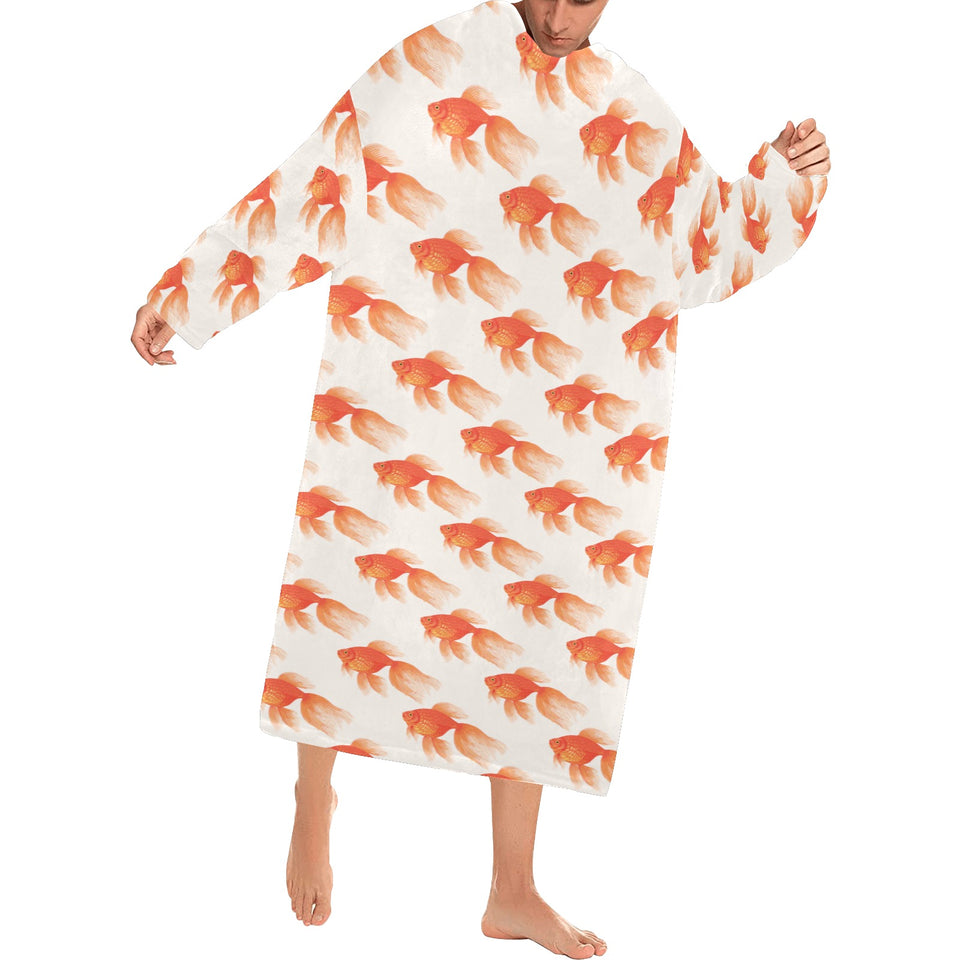 Goldfish Pattern Print Design 05 Blanket Robe with Sleeves