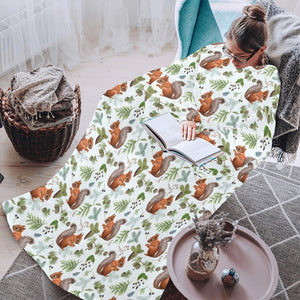 Squirrel Pattern Print Design 02 Blanket Robe with Sleeves