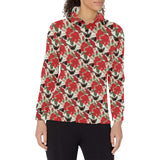 Hibiscus Pattern Print Design 04 Women's Long Sleeve Polo Shirt