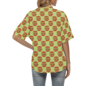 Hamburger Pattern Print Design 02 Women's All Over Print Hawaiian Shirt