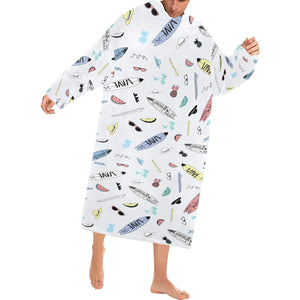 Surfboard Pattern Print Design 01 Blanket Robe with Sleeves