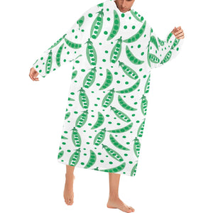 Green Peas Pattern Print Design 01 Blanket Robe with Sleeves