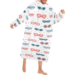 Sun Glasses Pattern Print Design 02 Blanket Robe with Sleeves