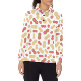 Peanut Theme Pattern Women's Long Sleeve Polo Shirt