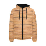 Wood Printed Pattern Print Design 04 Men's Padded Hooded Jacket(ModelH42)