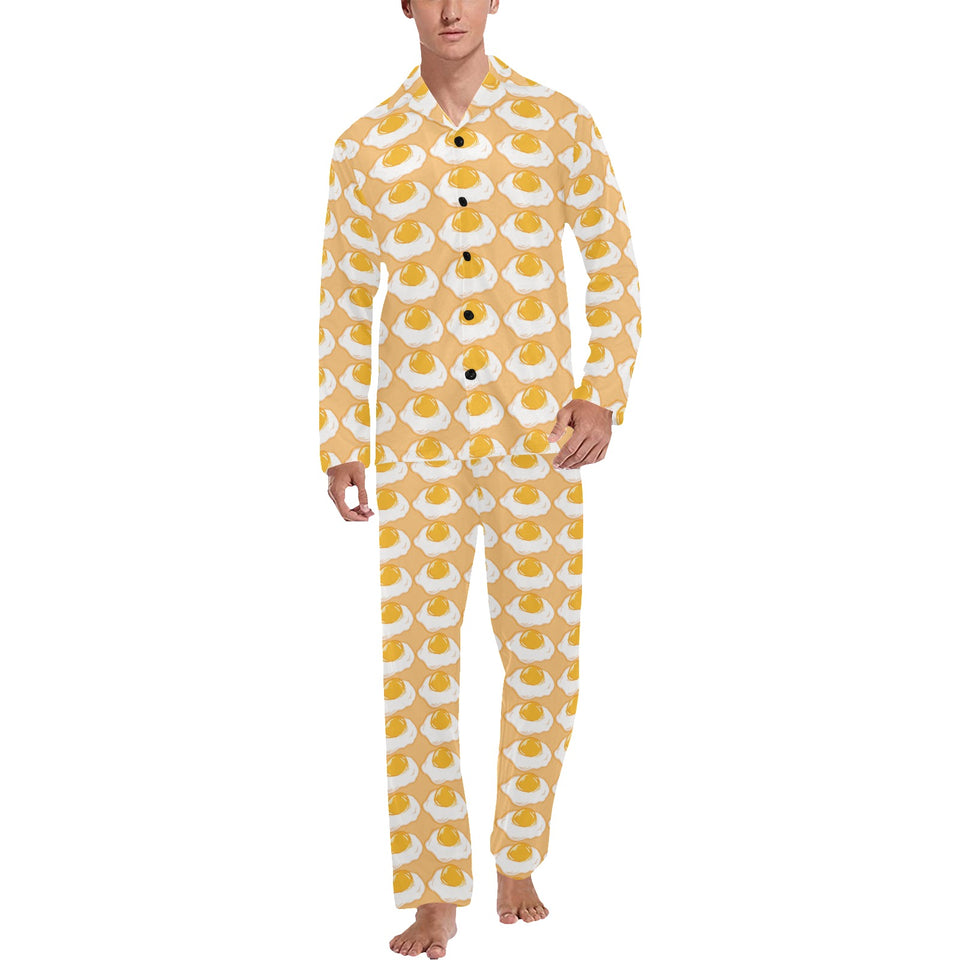 Fried Eggs Pattern Print Design 04 Men's Long Pajama Set