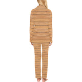 Wood Printed Pattern Print Design 04 Women's Long Pajama Set