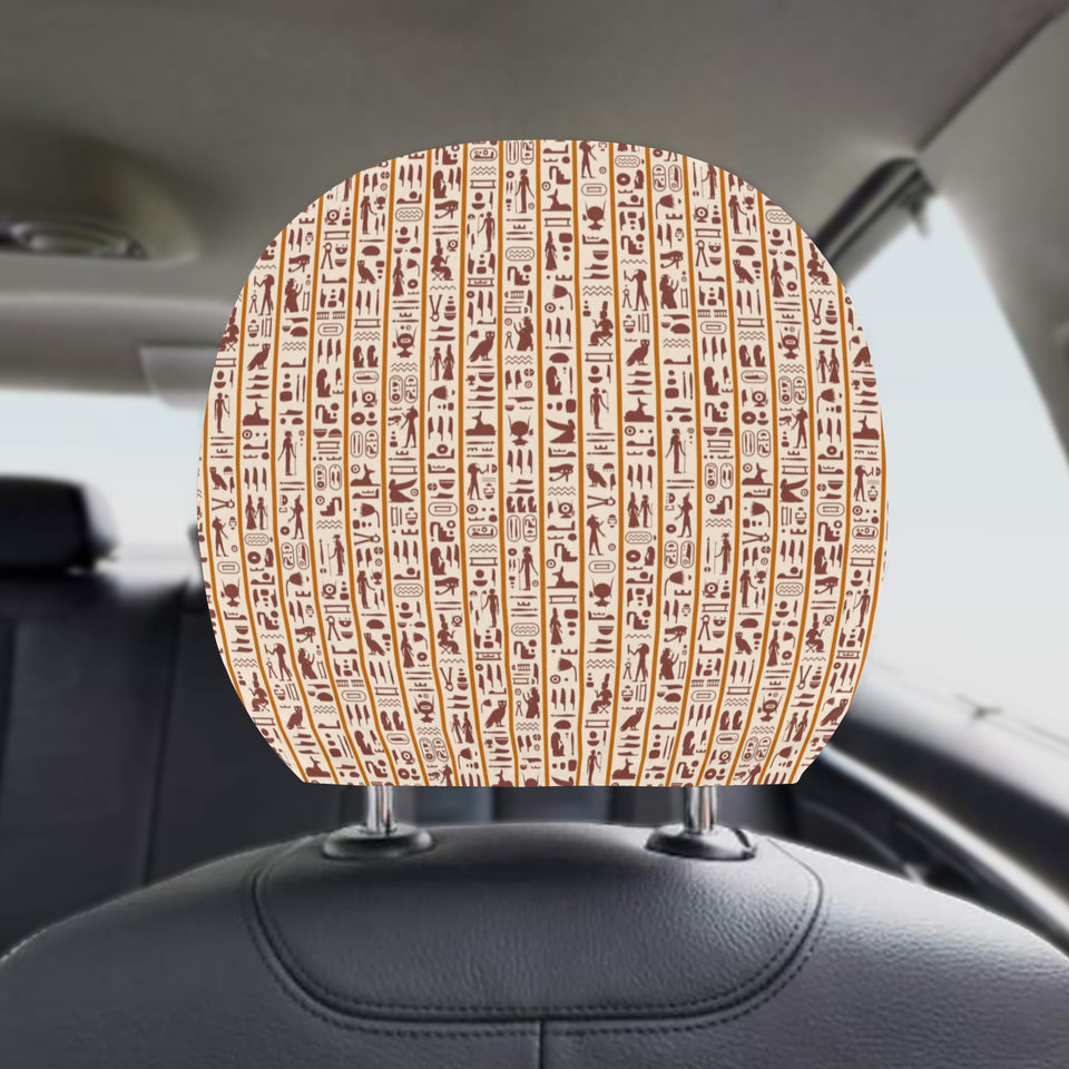 Egypt Hieroglyphics Pattern Print Design 05 Car Headrest Cover