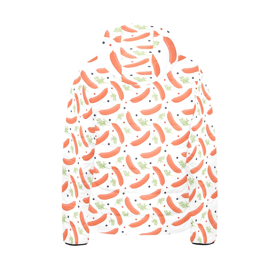 Sausage Pattern Print Design 03 Kids' Boys' Girls' Padded Hooded Jacket