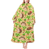 Hedgehog Pattern Print Design 02 Blanket Robe with Sleeves