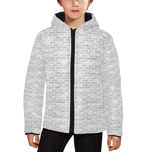 Brick Printed Pattern Print Design 01 Kids' Boys' Girls' Padded Hooded Jacket