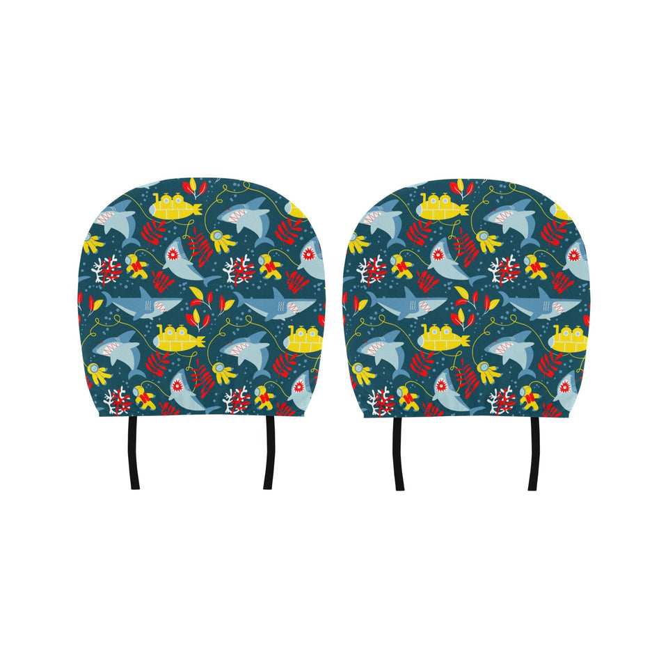 Shark Pattern Car Headrest Cover