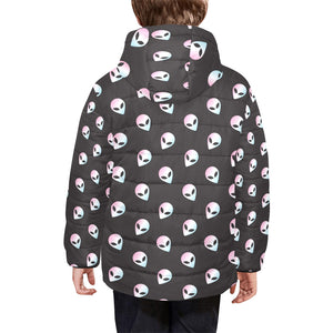 Alien Pattern Print Design 04 Kids' Boys' Girls' Padded Hooded Jacket