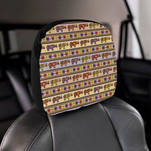 Rhino African Afro Dashiki Adinkra Kente Pattern Car Headrest Cover