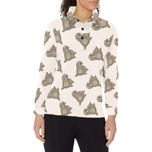 Sea Lion Pattern Women's Long Sleeve Polo Shirt