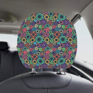 Gear Pattern Print Design 02 Car Headrest Cover