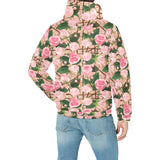 Rose Pattern Print Design 04 Men's Padded Hooded Jacket(ModelH42)