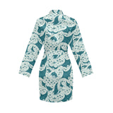 Stingray Pattern Print Design 01 Women's Long Sleeve Belted Night Robe