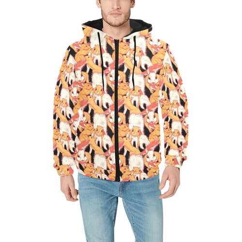 Squirrel Pattern Print Design 04 Men's Padded Hooded Jacket(ModelH42)