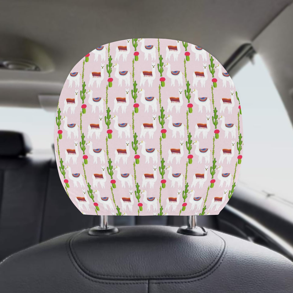 Llama Cactus Pattern Car Headrest Cover