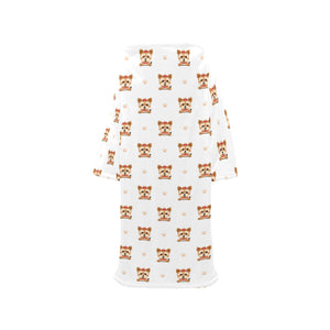 Yorkshire Terrier Pattern Print Design 03 Blanket Robe with Sleeves