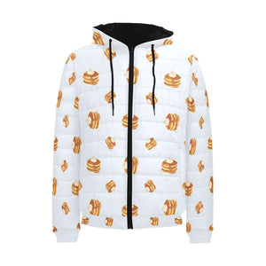 Pancake Pattern Print Design 03 Men's Padded Hooded Jacket(ModelH42)