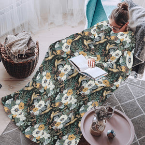 Hummingbird Pattern Print Design 05 Blanket Robe with Sleeves