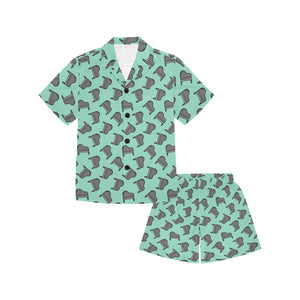 Piano Pattern Print Design 04 Kids' Boys' Girls' V-Neck Short Pajama Set