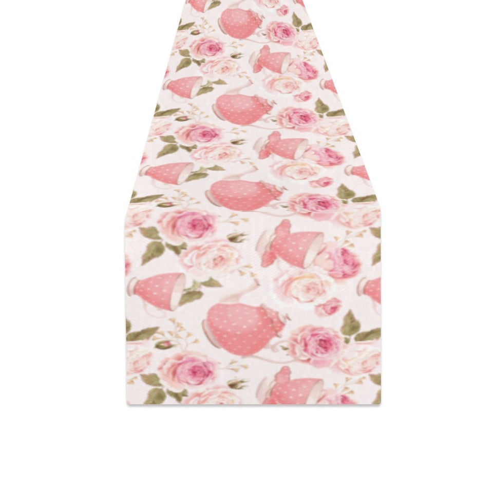 Tea pots Pattern Print Design 04 Table Runner