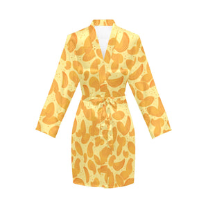 Potato Chips Pattern Print Design 04 Women's Long Sleeve Belted Night Robe