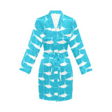 Swordfish Pattern Print Design 02 Women's Long Sleeve Belted Night Robe