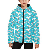 Seagull Pattern Print Design 03 Kids' Boys' Girls' Padded Hooded Jacket