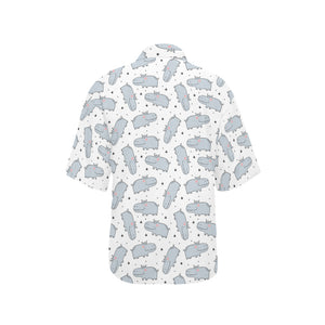 Hippopotamus Pattern Print Design 01 Women's All Over Print Hawaiian Shirt