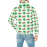 Alien Pattern Print Design 02 Men's Padded Hooded Jacket(ModelH42)