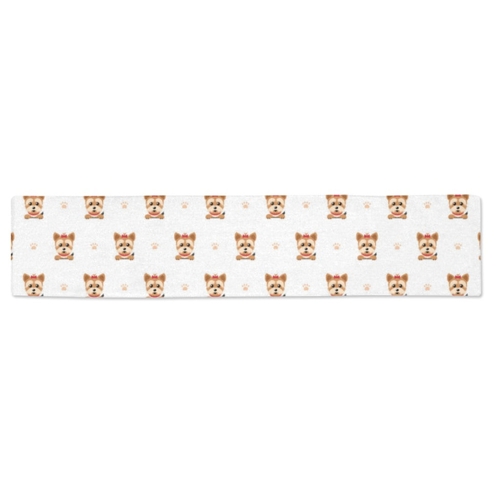 Yorkshire Terrier Pattern Print Design 03 Table Runner