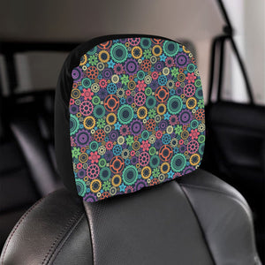 Gear Pattern Print Design 02 Car Headrest Cover