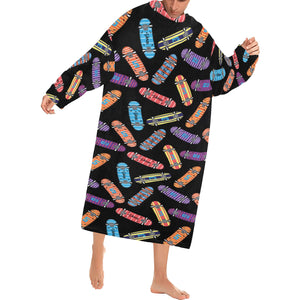 Skate Board Pattern Print Design 04 Blanket Robe with Sleeves