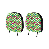 Cherry Pattern Green Background Car Headrest Cover