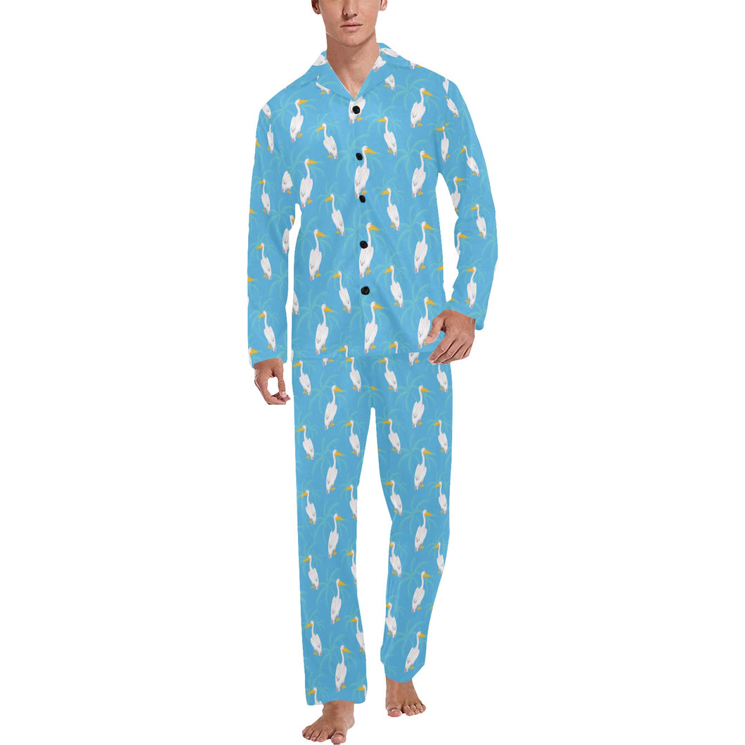 Pelican Pattern Print Design 02 Men's Long Pajama Set