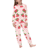 Strawberry Pattern Stripe Background Kids' Boys' Girls' All Over Print Pajama Set