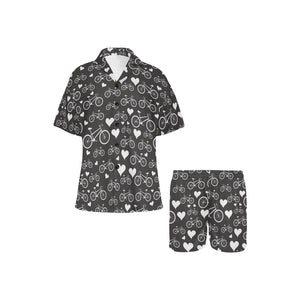 Bicycle Pattern Print Design 05 Women's V-Neck Short Pajama Set