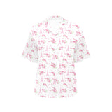 Eiffel Tower Pink Theme Pattern Print Design 05 Women's All Over Print Hawaiian Shirt