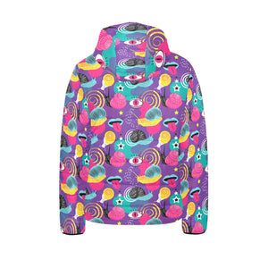 Snail Pattern Print Design 02 Kids' Boys' Girls' Padded Hooded Jacket