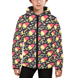 Potato Chips Pattern Print Design 05 Kids' Boys' Girls' Padded Hooded Jacket