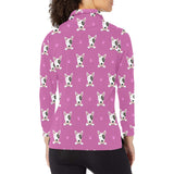 Bull Terrier Pattern Print Design 02 Women's Long Sleeve Polo Shirt