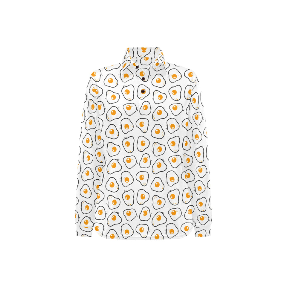 Fried Eggs Pattern Print Design 05 Women's Long Sleeve Polo Shirt