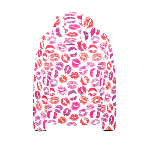 Lips Pattern Print Design 04 Kids' Boys' Girls' Padded Hooded Jacket