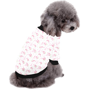 Eiffel Tower Pink Theme Pattern Print Design 05 All Over Print Pet Dog Round Neck Fuzzy Shirt