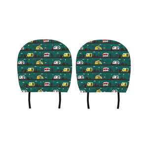 Camper Van Pattern Print Design 03 Car Headrest Cover