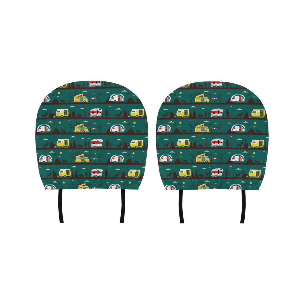 Camper Van Pattern Print Design 03 Car Headrest Cover